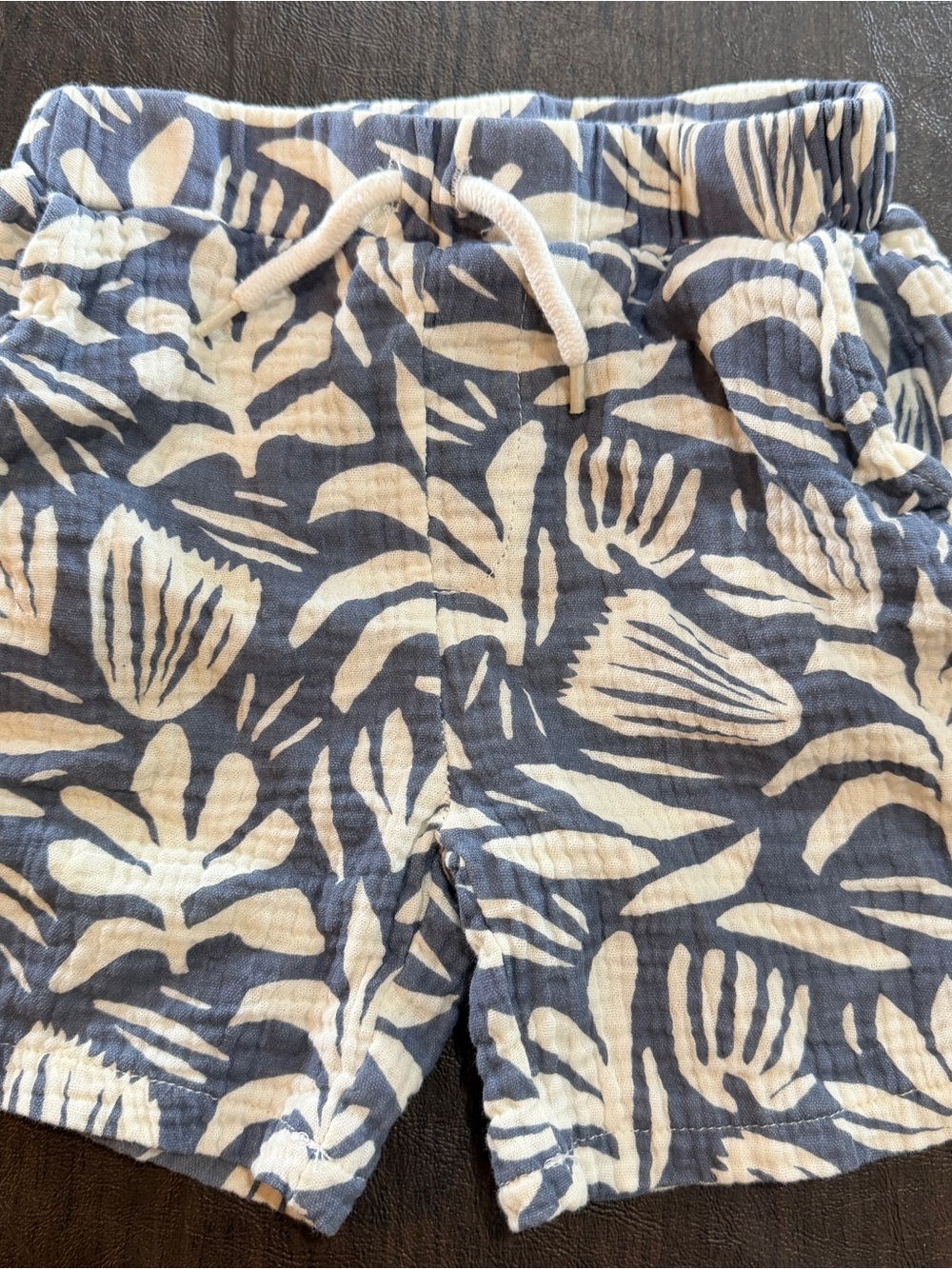 Kids Blue Floral Print Pull-On Shorts Organic Cotton Rabbit and Bear Sz 4T